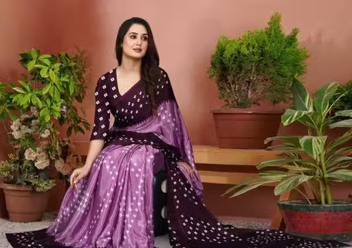 Best Chiffon Silk Bandhani Daily Wear Saree