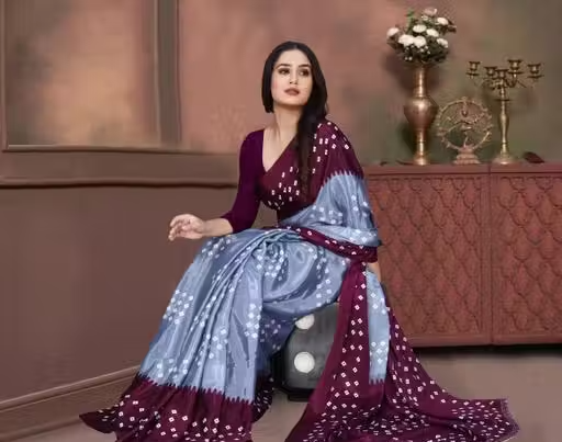 Best Chiffon Silk Bandhani Daily Wear Saree