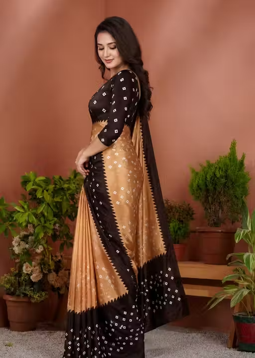 Best Chiffon Silk Bandhani Daily Wear Saree - Image 2