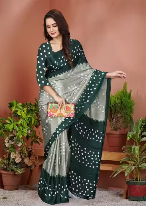 Best Chiffon Silk Bandhani Daily Wear Saree