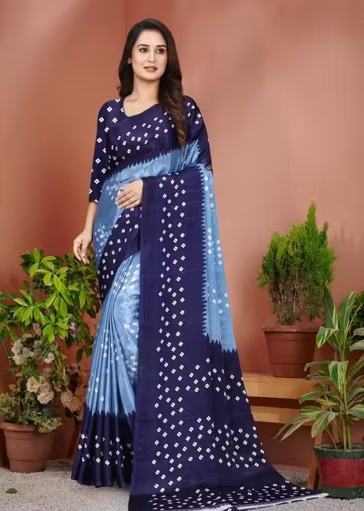 Best Chiffon Silk Bandhani Daily Wear Saree
