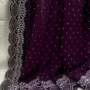 Georgatte febric with purple/wine color designer saree