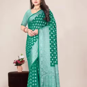 Georgette Silver Buti Silk Saree with Zalar and Siroski