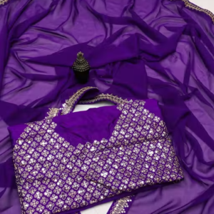 Fency Disener Georgette Pretty Sarees With New Fency Border With Blouse Piece.