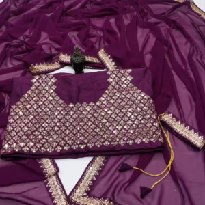 Fency Disener Georgette Pretty Sarees With New Fency Border With Blouse Piece.