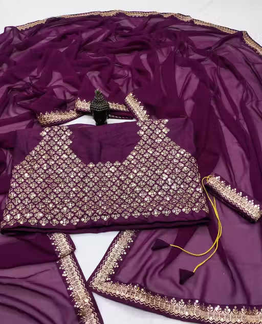 Fency Disener Georgette Pretty Sarees With New Fency Border With Blouse Piece.