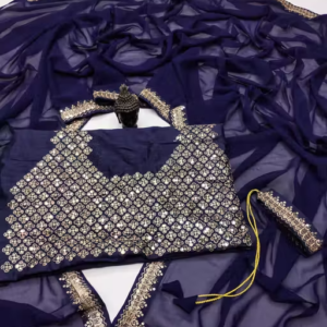 Fency Disener Georgette Pretty Sarees With New Fency Border With Blouse Piece.