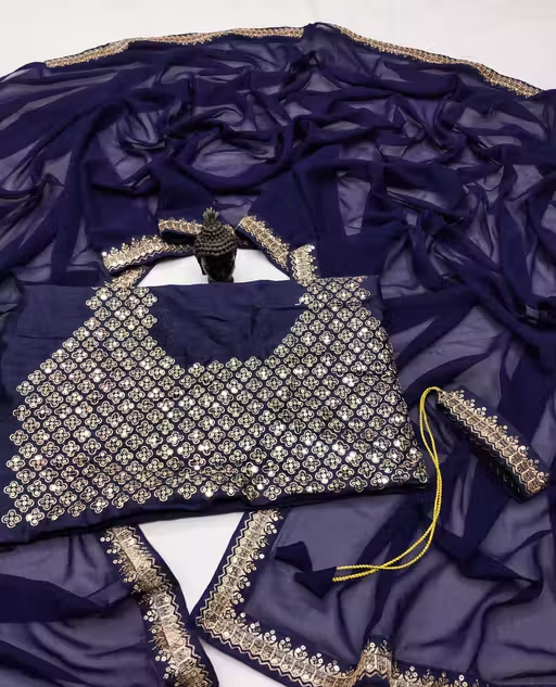 Fency Disener Georgette Pretty Sarees With New Fency Border With Blouse Piece.