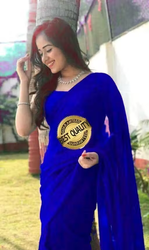 plain Georgette saree for womens