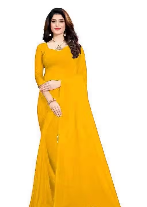 plain Georgette saree for womens - Image 2
