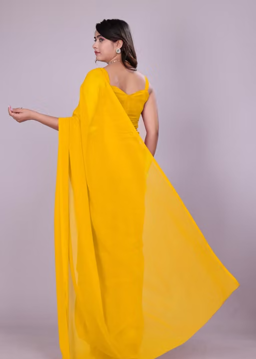 plain Georgette saree for womens - Image 3