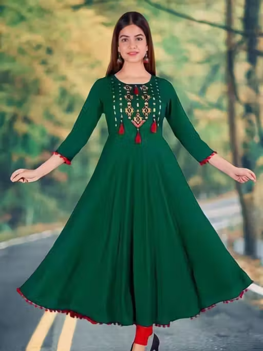 Women Embroidered Rayon Anarkali Kurta