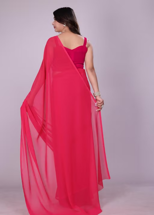 plain Georgette saree for womens - Image 2