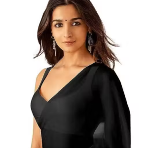 plain Georgette saree for womens
