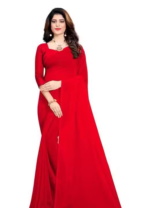 plain Georgette saree for womens