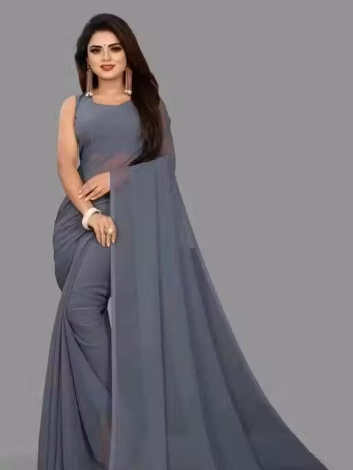 plain Georgette saree for womens