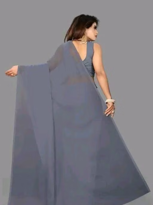 plain Georgette saree for womens - Image 3