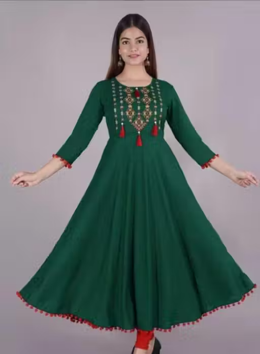 Women Embroidered Rayon Anarkali Kurta - Image 4