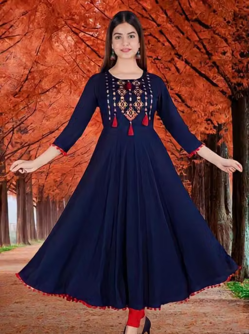 Women Embroidered Rayon Anarkali Kurta