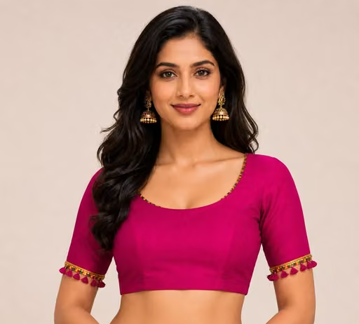 Gs Thakur Fab Women's Georgette Fancy Lace Saree with Tussles Work, Unstitched Blouse - Image 3