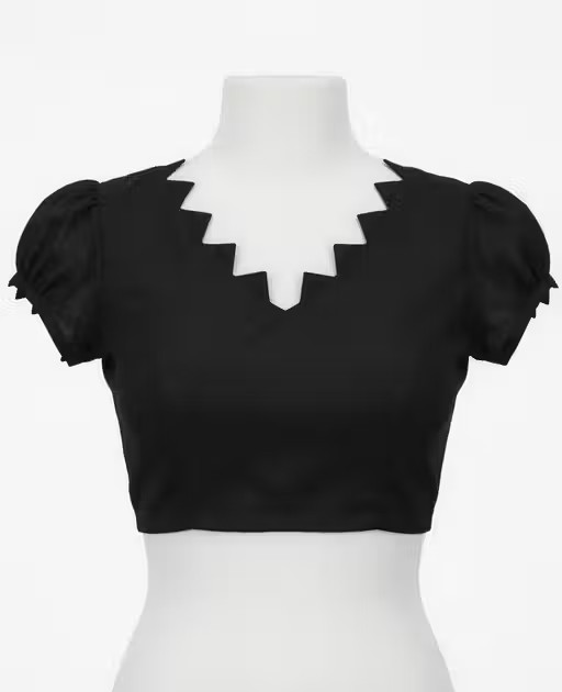 Soft Flowy Black Striped Georgette Saree Unstitched Blouse Piece | Simple Everyday Wear - Image 3