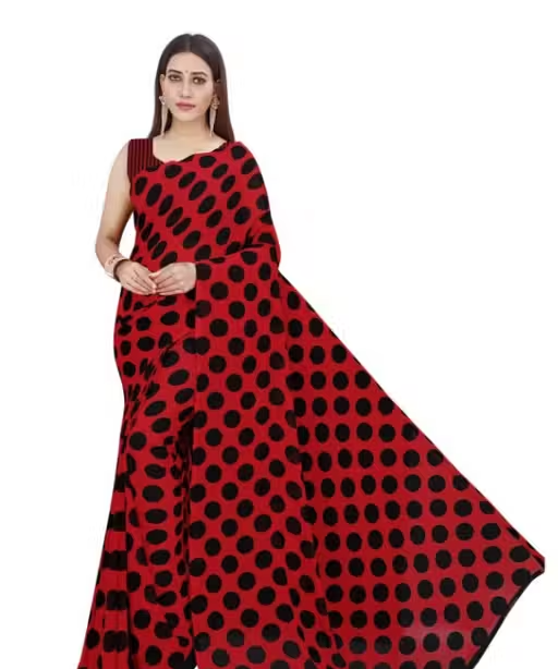 Trendy Georgette Saree with Blouse piece - Image 2