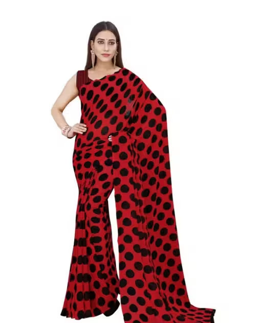 Trendy Georgette Saree with Blouse piece - Image 4