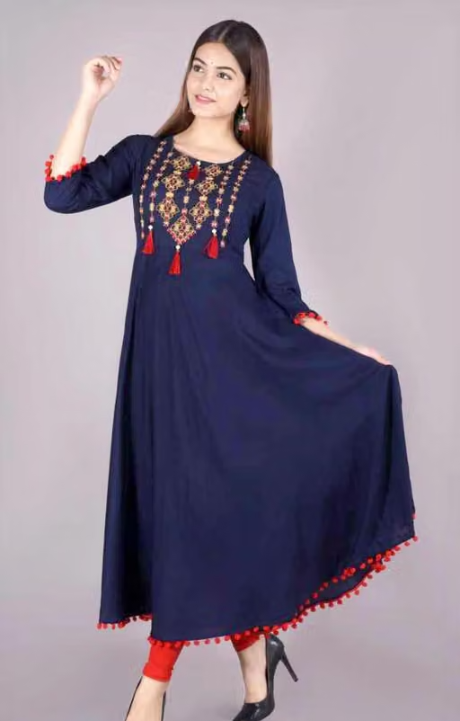 Women Embroidered Rayon Anarkali Kurta - Image 2