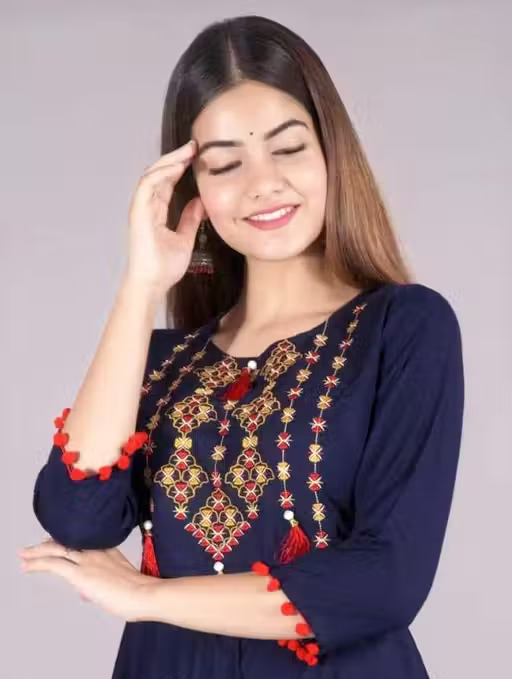 Women Embroidered Rayon Anarkali Kurta - Image 4