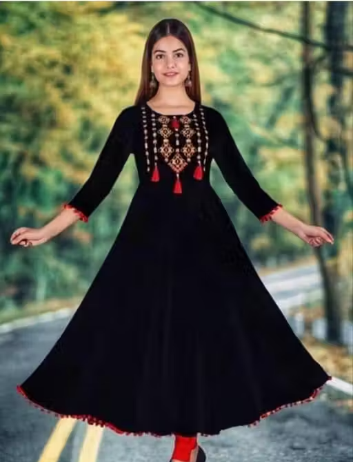 Women Embroidered Rayon Anarkali Kurta