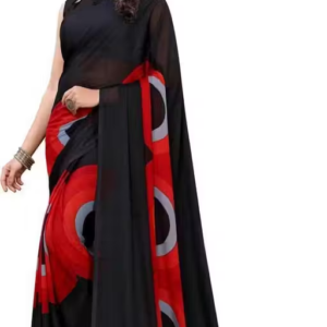 Georgette Pink Saree With Blouse
