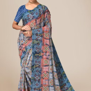 Georgette Blue Saree With Blouse