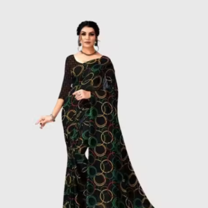 Georgette Black Saree With Blouse