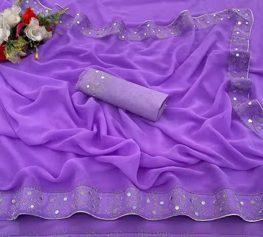 Women Georgette Stone Work saree