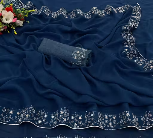 Women Georgette Stone Work saree