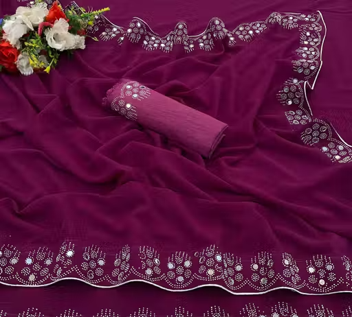 Women Georgette Stone Work saree