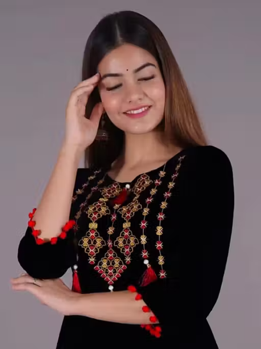 Women Embroidered Rayon Anarkali Kurta - Image 2