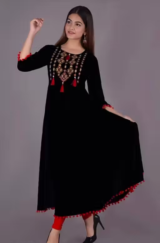 Women Embroidered Rayon Anarkali Kurta - Image 3