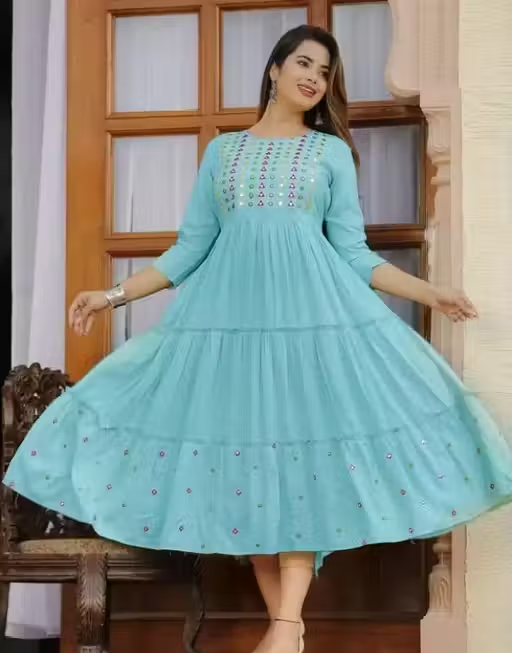 Women Embroidered Rayon Anarkali Kurta