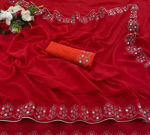 Women Georgette Stone Work saree