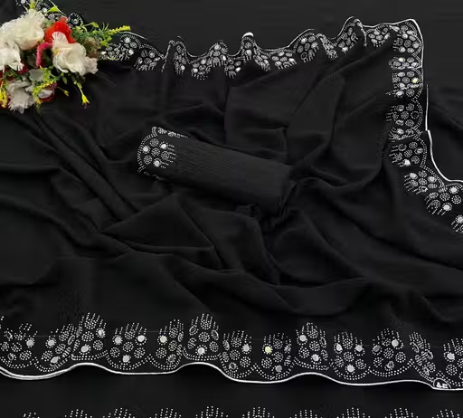 Women Georgette Stone Work saree