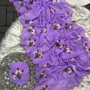 Presenting Special Gerogtte Party Wear Saree And chain Stich work With Aari Border
