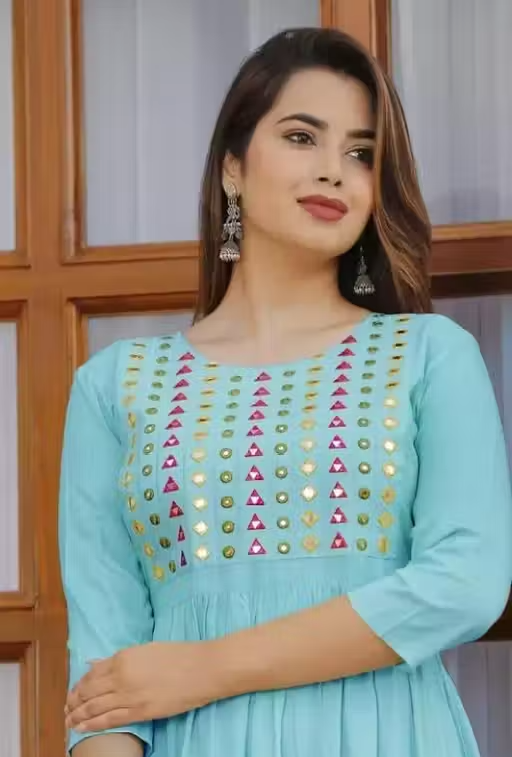 Women Embroidered Rayon Anarkali Kurta - Image 2