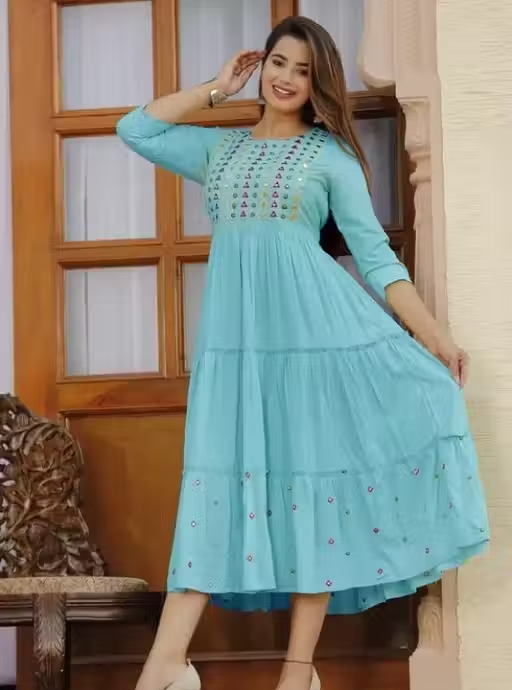 Women Embroidered Rayon Anarkali Kurta - Image 3