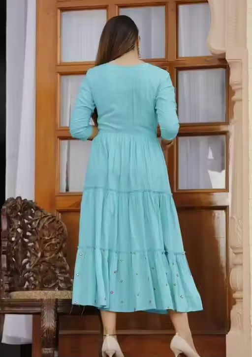 Women Embroidered Rayon Anarkali Kurta - Image 4