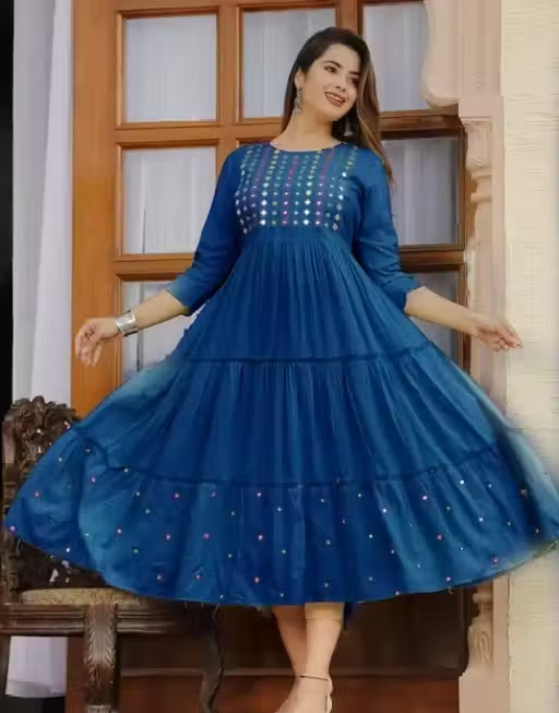 Women Embroidered Rayon Anarkali Kurta