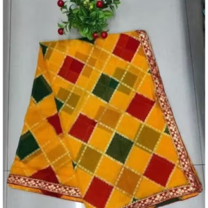 Bhagalpuri Art Silk yellow Lace border Saree With Blouse