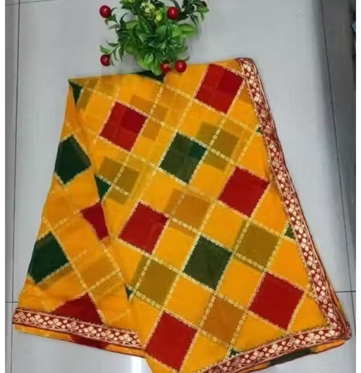 Bhagalpuri Art Silk yellow Lace border Saree With Blouse