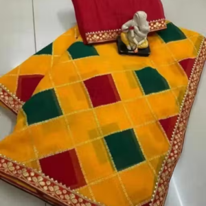 Assam Silk Art Silk Yellow Lace border Saree With blouse