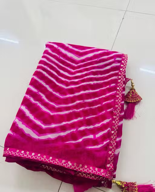 Bandhani saree, Bandhej saree, Top selling saree, Saree with blouse, pure georgette saree, soft georgette saree, party wear saree, desiger saree, banarsi saree, celebrity saree, festive saree, bollywood saree - Image 3